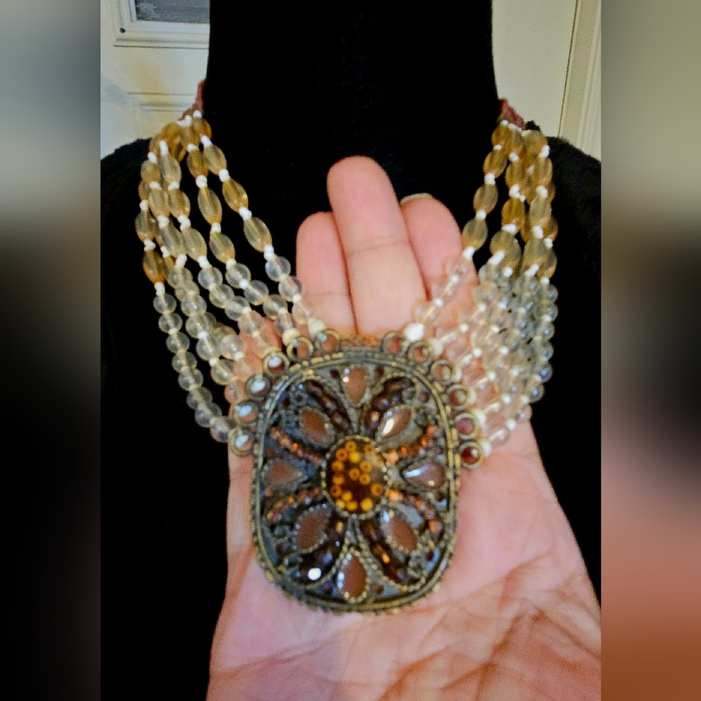 MUST HAVE: Vintage Boho Glam Multi-Strand Statement Necklace floral rhinestone